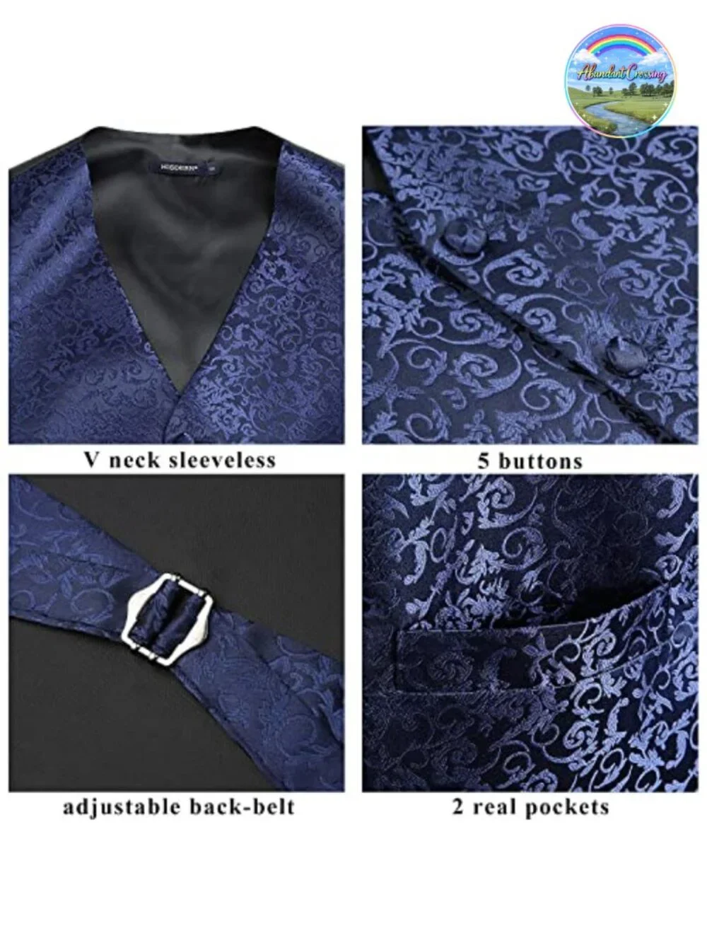 Mens 3PC Vest Tie Pocket Square Set Formal Wedding Paisley Jacquard